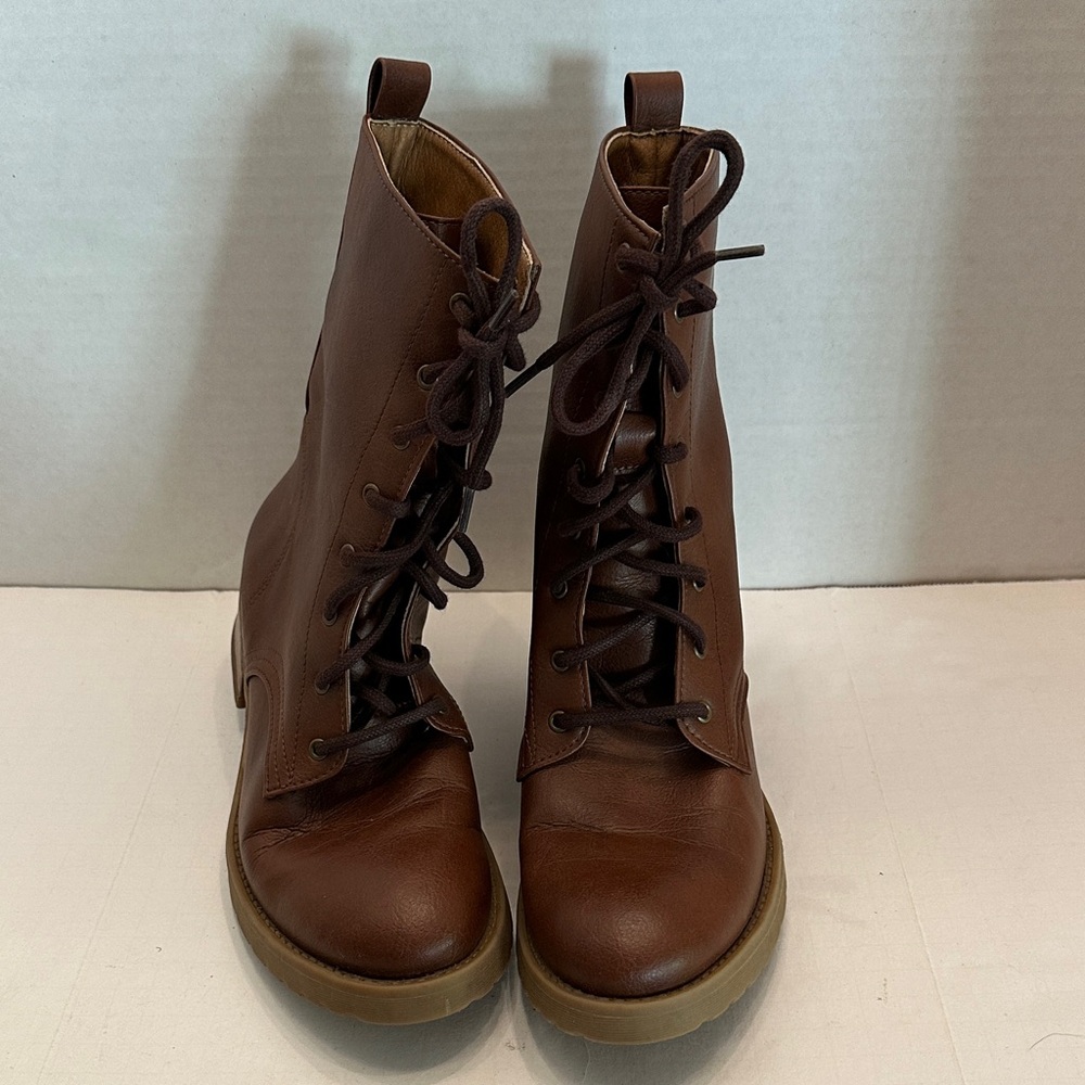 Novacas by Kindness Lace Up Vegan Leather Classic Brown Boots